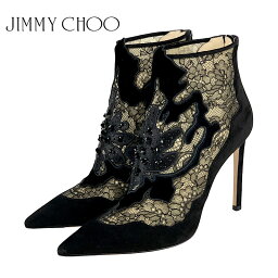 ジミーチュウ JIMMY CHOO ブーツ ショートブーツ 靴 シューズ スエード レース ブラック ビジュー