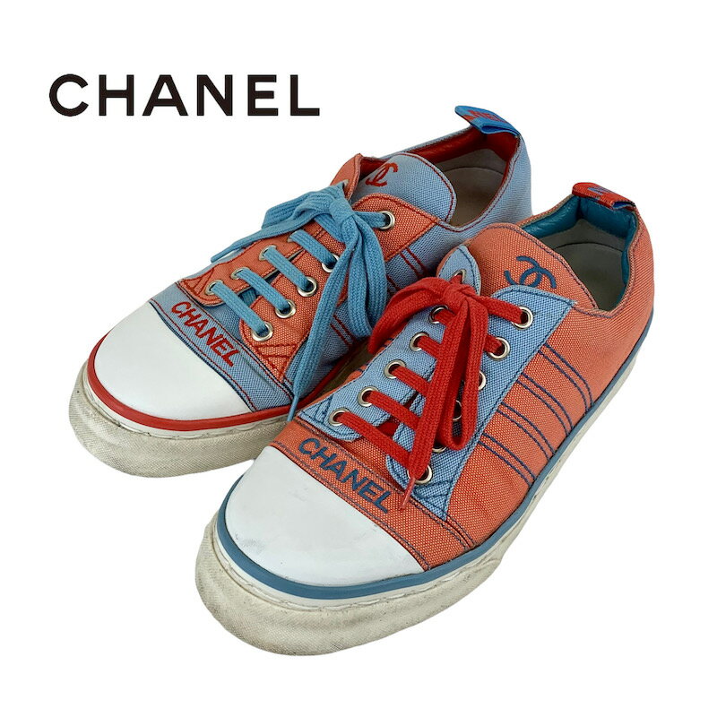 シャネル シャネル CHANEL スニーカー 靴 シューズ キャンバス レッド ブルー ココマーク ロゴ