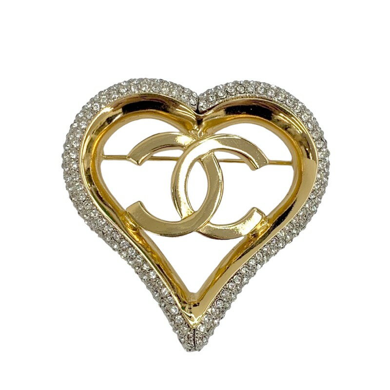 シャネル CHANEL ブローチ コサージュ ゴールド ココマーク ハート ラインストーンのサムネイル