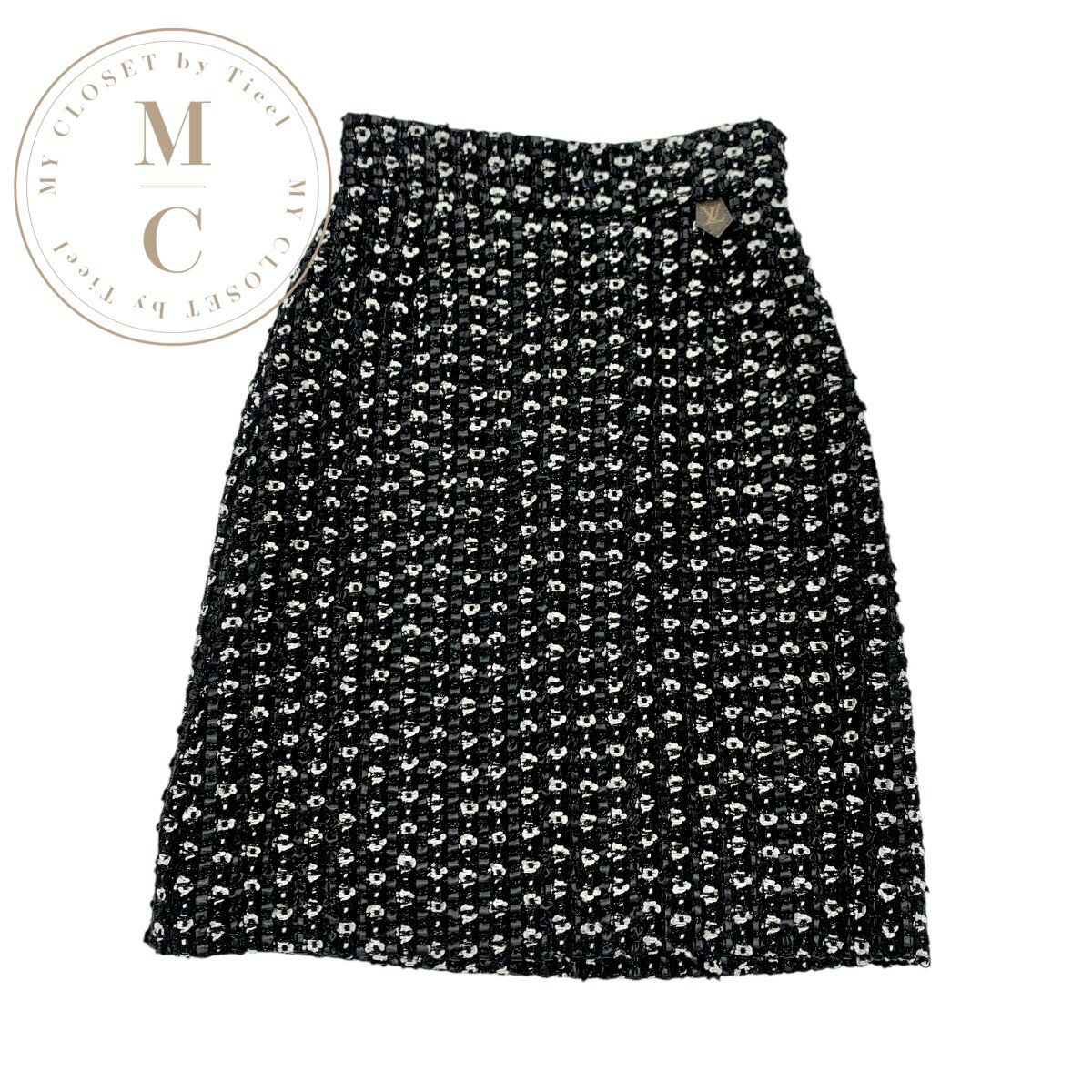 ルイヴィトン LOUIS VUITTON ボトムス ブラック ホワイト シルバー モノグラム ミドルスカート