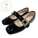 ロジェヴィヴィエ Roger Vivier トレヴィヴィエ フラットシューズ 靴 シューズ パテント ブラック 黒 バレリーナ ビジュー バックル