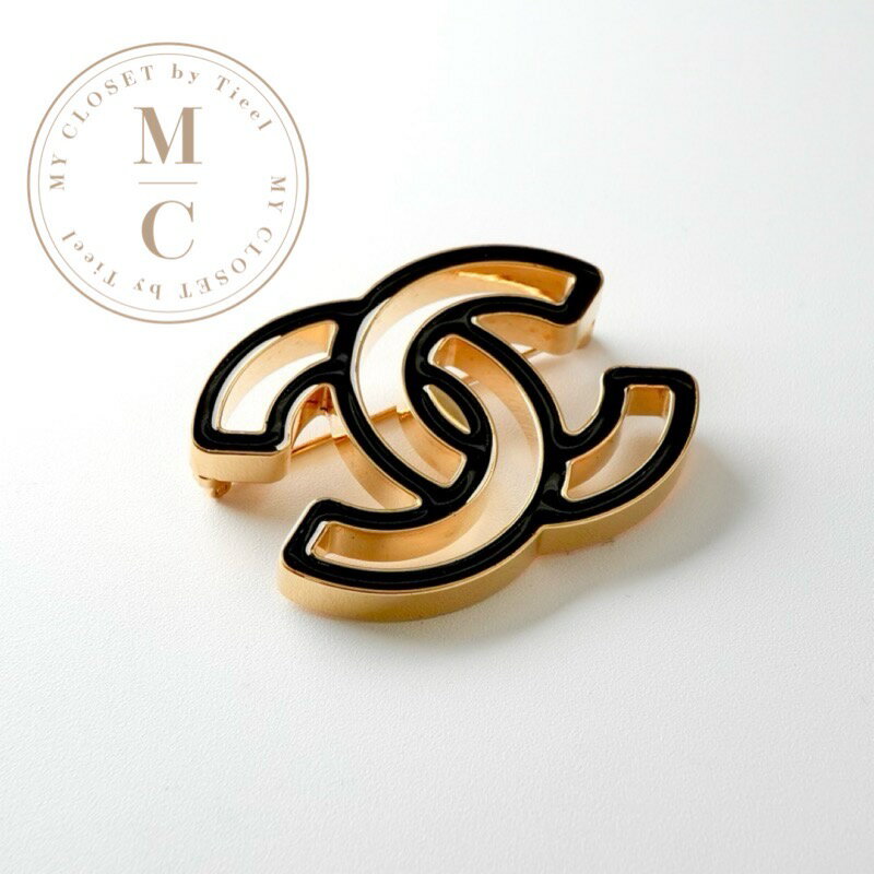 シャネル CHANEL ブローチ コサージュ ゴールド ブラック ココマーク(4)