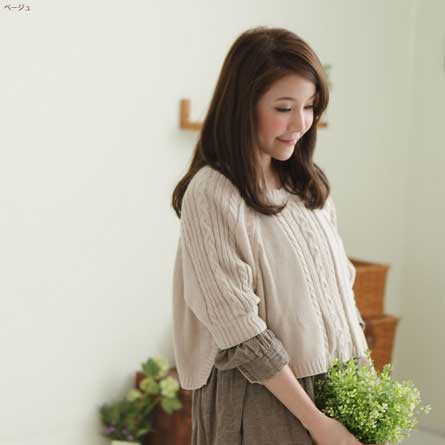 10%off 7分袖 コットン ニット ブラウス 【002047】 【 10P25Apr13 】 【 fs2gm 】