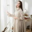 Mycloset 【059017】全3色 【 ブラウン ネイビー 墨 黒 】 【 長袖 起毛 コットン Aライン ロング チェック柄 ワンピース 】 レディース 秋冬 2018 新作 天然素材 フリーサイズ SS S M L LL XL XXL