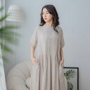 刺繍レースが引き締めるワンランク上のスタイル、涼やかで気品あふれる装いを【 リネン100% 麻100% 】【 ベージュグレー 灰肌色 】全3色上代\10,880 (税別)