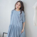 優しさと品格溢れる刺繍、通気性抜群のリネンで過ごす夏の洗練されたスタイル【 リネン100% 麻100% 】【 ブルー 青色 】全3色上代\10,880 (税別)