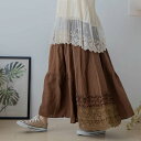 高級リネンが夏の快適さを約束、豪華な刺繍レースとフリルが装う贅沢【 リネン100% 麻100% 】【 ブラウン 茶色 】全3色上代\13,800 (税別)