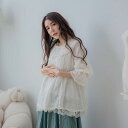 軽やかなリネンと透け感が涼しげ、ロマンティックなふんわり袖が夏の日差しから守る【 リネン100% 麻100% 】【 オフホワイト 白色 】全3色上代\10,980 (税別)