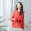 大人の赤が引き立てる涼やかなシルエット、透け感を活かした軽やかレイヤードスタイル【 リネン100% 麻100% 】【 レッド 赤色 】全3色上代\9,780 (税別)