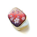 マコズアトリエ ハンドメイド 手描き 名入れ無料 スクエア ジュエリーボックス ピルケース 機能付き コンパクトミラー 桜 金箔入 女性 レディース レッド系 ...