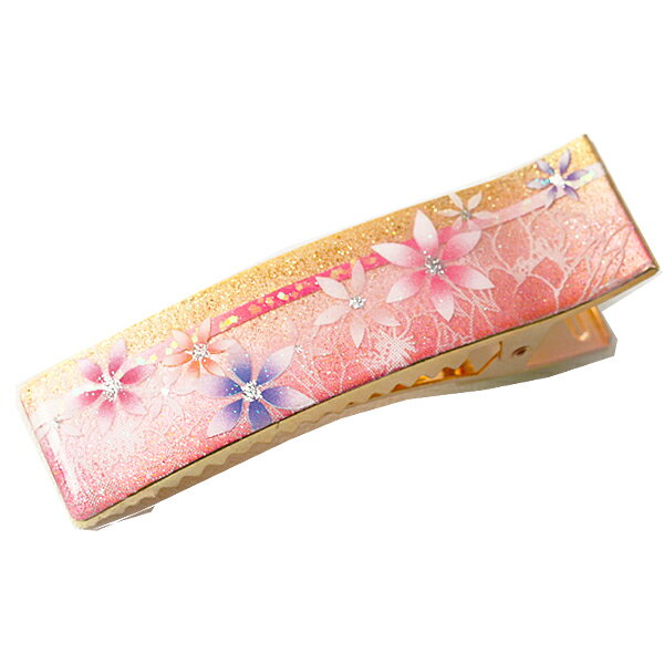 Rakuten - マコズアトリエ ハンドメイド 手描き 和柄 ヘアクリップ Spring〜六舞花のダンス〜 レディース スクエア 大サイズ