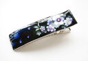 マコズアトリエ ハンドメイド 手描き 和柄 ヘアクリップ 川面に映ゆる桜 紫 レディース スクエア 大サイズ hc41