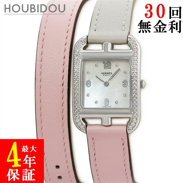 ＼ポイント10倍 10/4 20時から／ エルメス HERMES ケープコッドPM ローズサクラ CC1.232.290 純正ダイヤ シェル 角型 レディース 腕時計クオーツ シルバー 【中古】のサムネイル