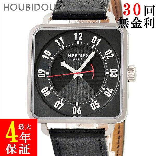 エルメス HERMES カレ アッシュ 38mm TI2.710 W045777WW00 ブラック 黒 アラビア スクエア メンズ 腕時計自動巻き ブラック 【中古】