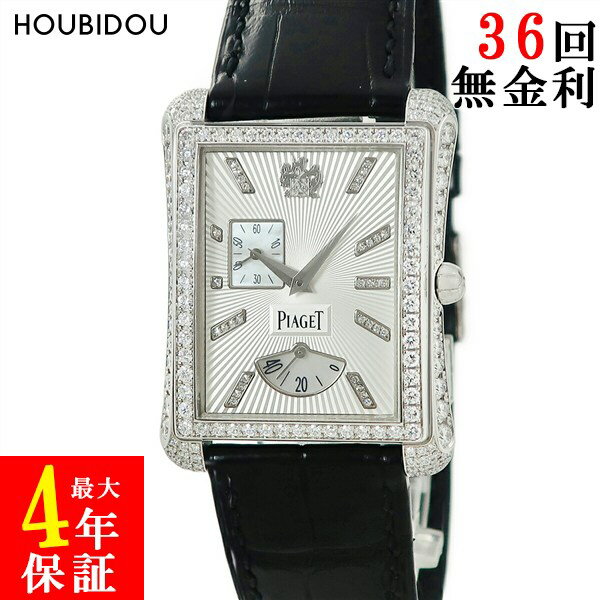 \全品PT2倍day 5/1限定 &最大3万円割引クーポン数量限定5/1-5/3/ ピアジェ PIAGET エンペラドール G0A33073 K18WG無垢 純正ダイヤモンド スクエア メンズ 腕時計自動巻き シルバー 【中古】