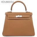 \最大3万円割引クーポン数量限定5/1-5/3/ エルメス HERMES 2WAYバッグ ケリー25 内縫い トゴ ゴールド シルバー金具 茶 ショルダー W刻...