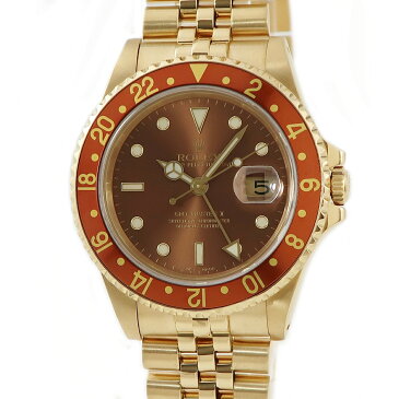 ロレックス ROLEX GMTマスター2 16718 K18YG無垢 44番台 ブラウン メンズ 腕時計自動巻き ブラウン 【中古】【店頭受取対応商品】