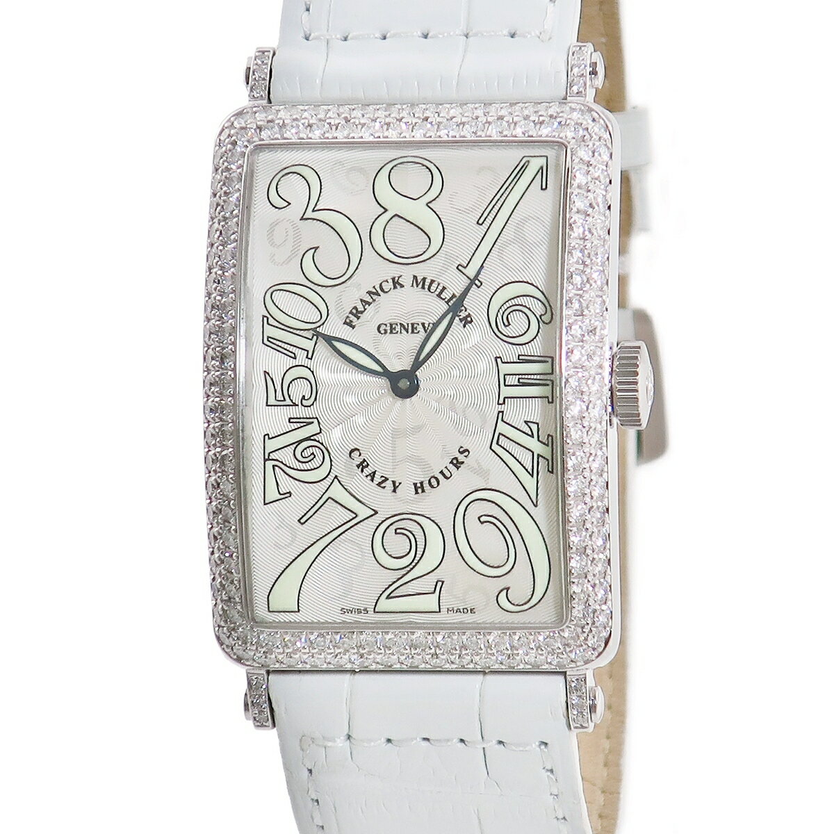 フランクミュラー FRANCK MULLER ロングアイランド クレイジーアワーズ 1200CH D K18WG無垢 純正ダイヤ ビザン数字 メンズ 腕時計自動巻き シルバー 【中古】