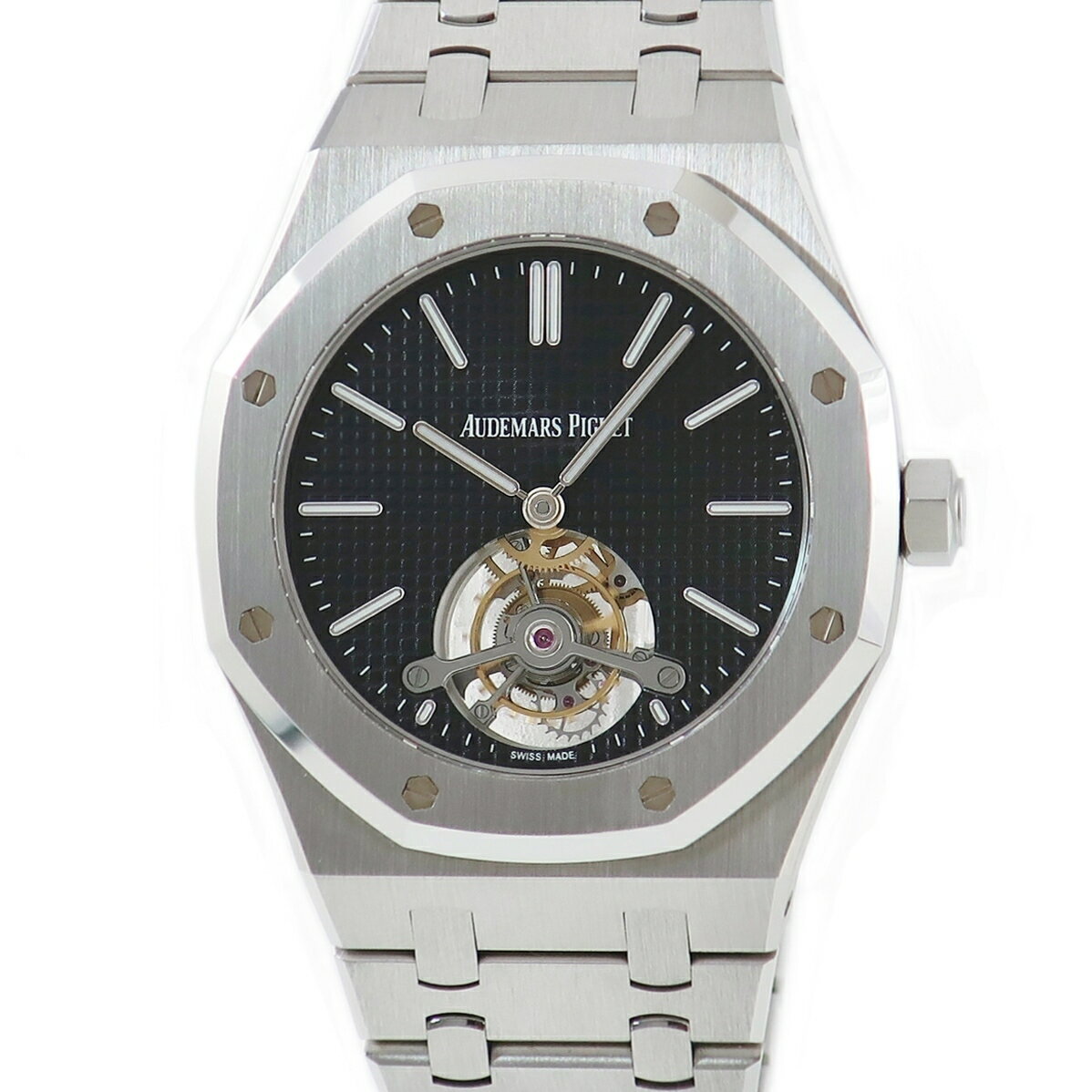 オーデマピゲ AUDEMARS PIGUET ロイヤルオーク トゥールビヨン エクストラシン 26512ST.OO.1220ST.01 メーカーOH済 黒 メンズ 腕時計手巻き ブラック 【中古】