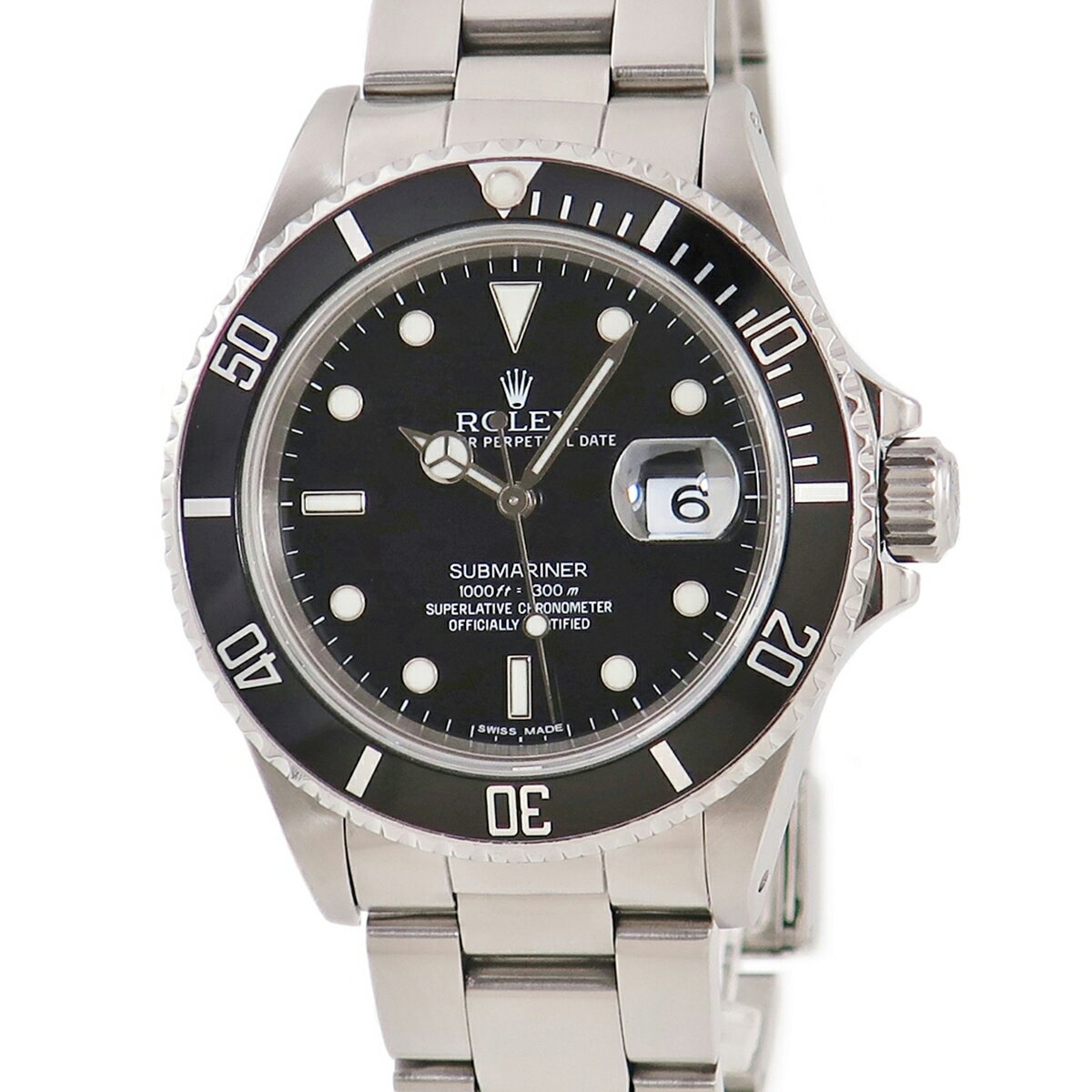 ロレックス ROLEX サブマリーナ— デイト 16800 OH済 94番 黒 ベンツ針 フチあり ヴィンテージ メンズ 腕時計自動巻き ブラック 【中古】