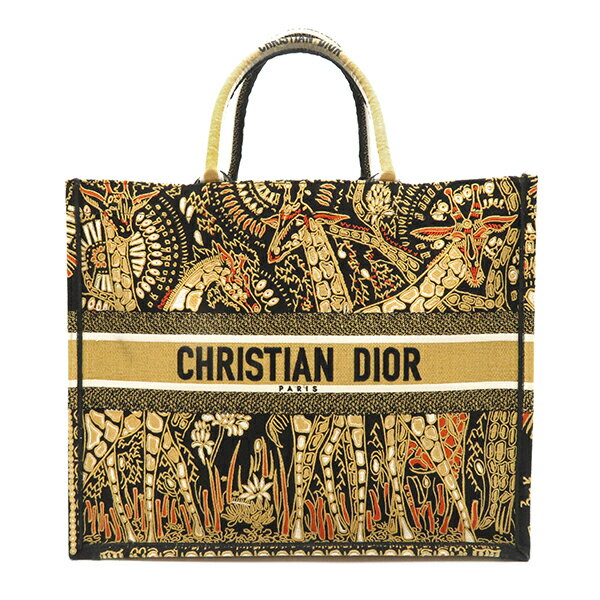 クリスチャン・ディオール Christian Dior トートバッグ DIOR ブックトート ラージ キャンバス イエロー系 キリン 2020年SS M1286ZWAO レディース定番 人気 美品 【中古】