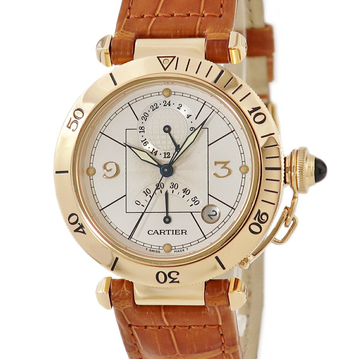 腕時計, メンズ腕時計 31OFF 101-104 Cartier 38 GMT W3014456 OH K18YG 
