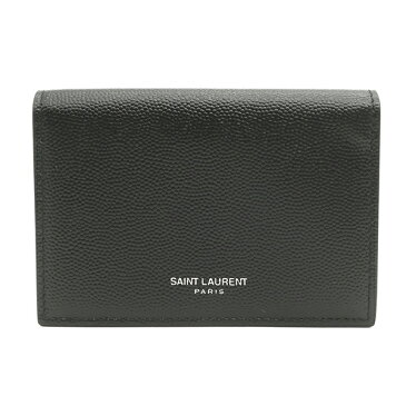 サンローラン SAINT LAURENT カードケース カードケース レザー ブラック 黒 ビジネスカードケース シルバー金具 468994 メンズ レディース ユニセックス定番 人気 美品 【中古】