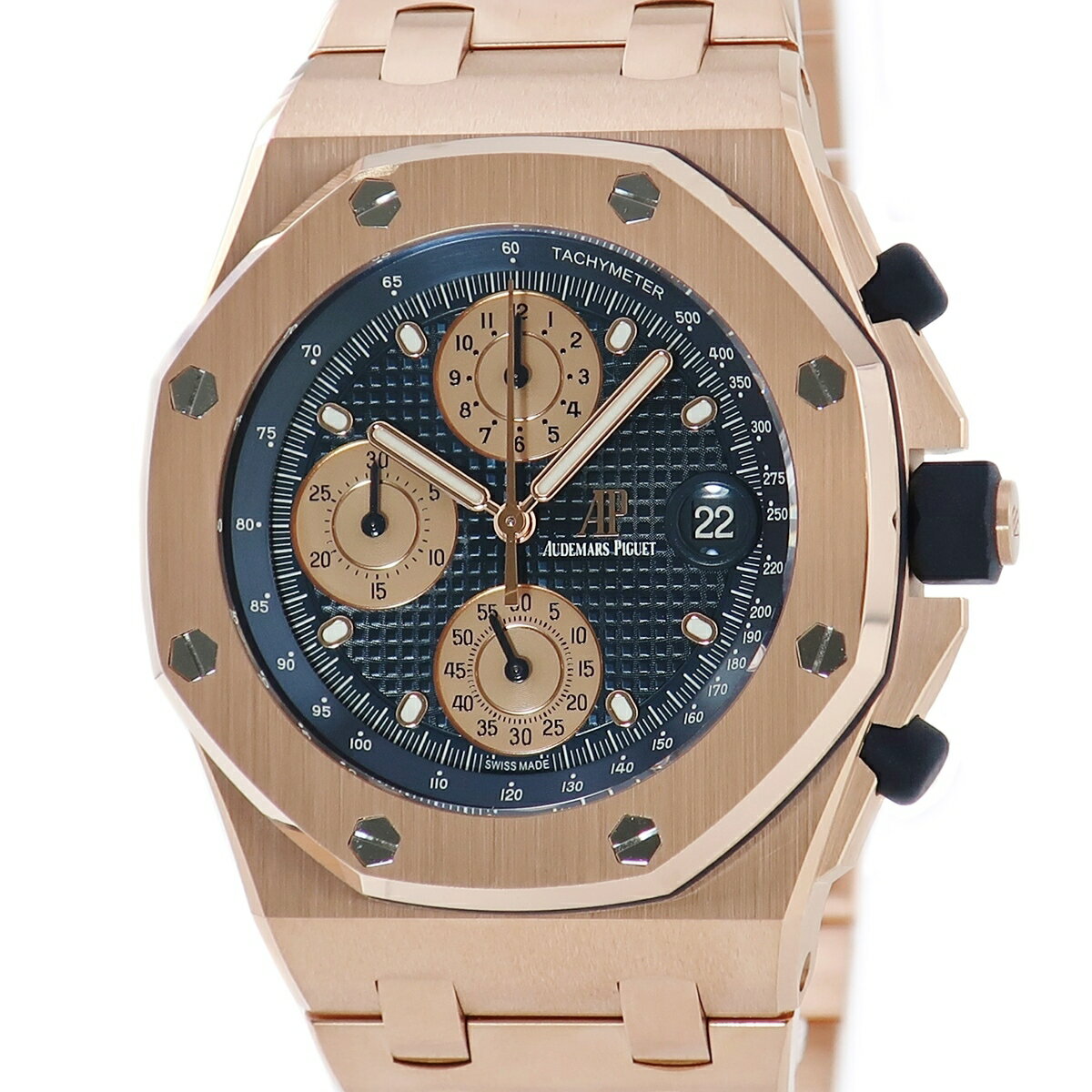 オーデマピゲ AUDEMARS PIGUET ロイヤルオーク オフショア クロノ 26238OR.OO.2000OR.01 K18PG無垢 青×ピンクゴールド メンズ 腕時計自動巻き ネイビー 【中古】