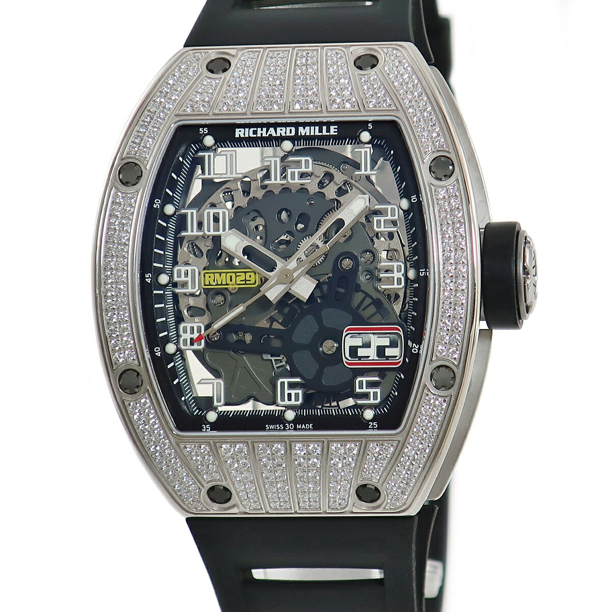 リシャール・ミル RICHARD MILLE オートマティック RM029 WG メーカーOH済 K18WG無垢 純正ダイヤ スケルトン メンズ 腕時計自動巻き グレー 【中古】