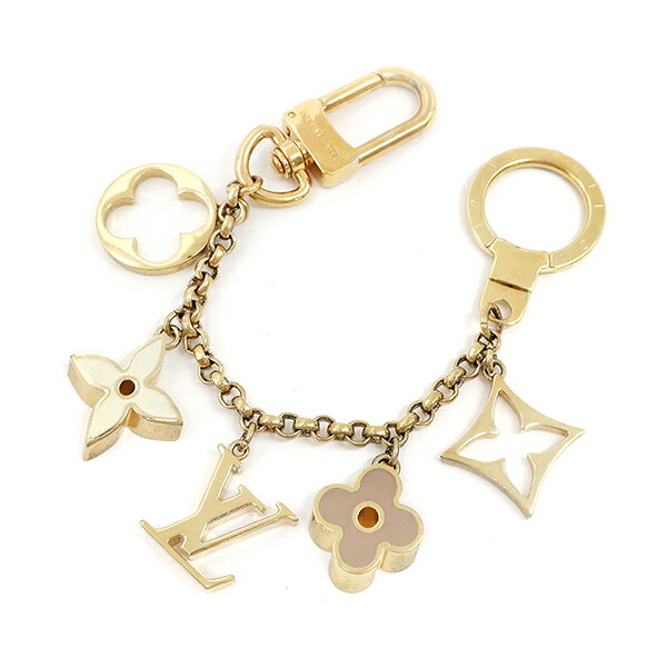ルイヴィトン LOUIS VUITTON バッグチャーム フルール ドゥ モノグラム ピンクベージュ×アイボリー LVロゴ ゴールド金具 M65111 レディース 定番 人気 美品【中古】のサムネイル