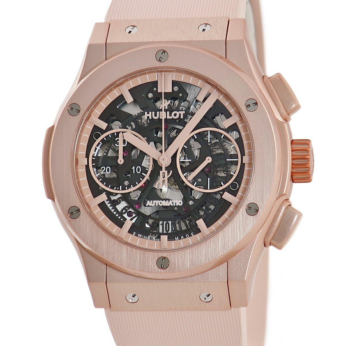 ウブロ HUBLOT アエロフュージョン クロノグラフ アルミニウム 525.UP.0192.RX.JPN 未使用 限定 メンズ レディース 腕時計自動巻き ピンク 【中古】