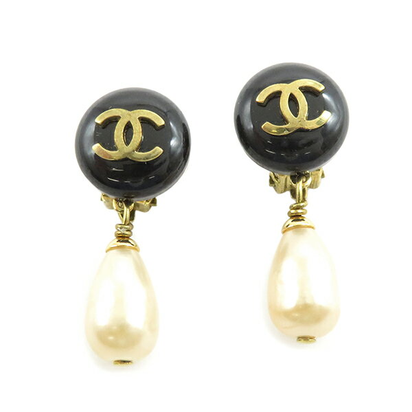 シャネル CHANEL イヤリング ココマーク パール GP フェイクパール ブラック×ゴールド ゴールド金具 レディース 【箱】定番 人気 美品 【中古】のサムネイル