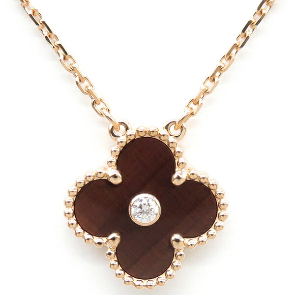 ヴァンクリーフアーペル Van Cleef & Arpels ネックレス ヴィンテージ アルハンブラ ペンダント K18PG ダイヤモンド ブルズアイ ブラウン Au750 ローズゴールド金具 VCARPOMV00 レディース 【ケース】定番 人気 美品 【中古】のサムネイル