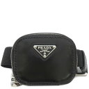 プラダ PRADA ポーチ レザー ブラック シルバー金具 黒 三角ロゴ 小物入れ 薬入れ ブレスレット 2TL439ZO6 【箱】【中古】