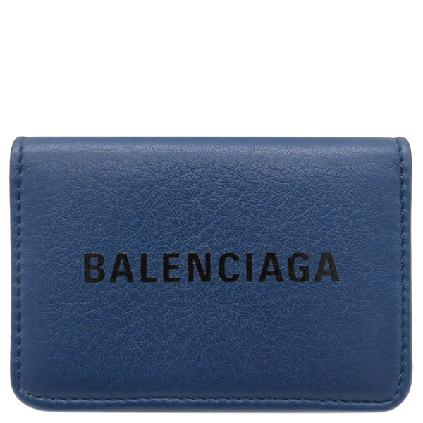 【ポイント10倍 最大3万円割引クーポン 5/16 2時まで】 バレンシアガ BALENCIAGA 三つ折り財布 レザー ブルー シルバー金具 青 EVERYDAY 551921【中古】