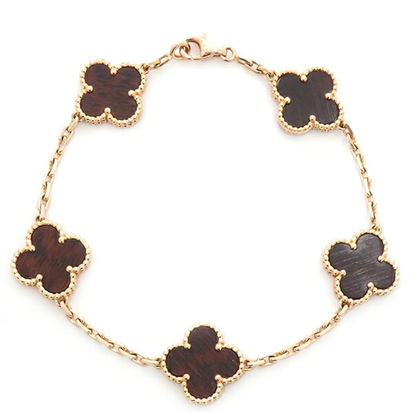 ヴァンクリーフアーペル Van Cleef & Arpels ブレスレット ヴィンテージ アルハンブラ K18PG レターウッド ブラウン Au750 18金 RG 5モチーフ ローズゴールド金具 VCARO30U00 レディース定番 人気 美品 【中古】のサムネイル