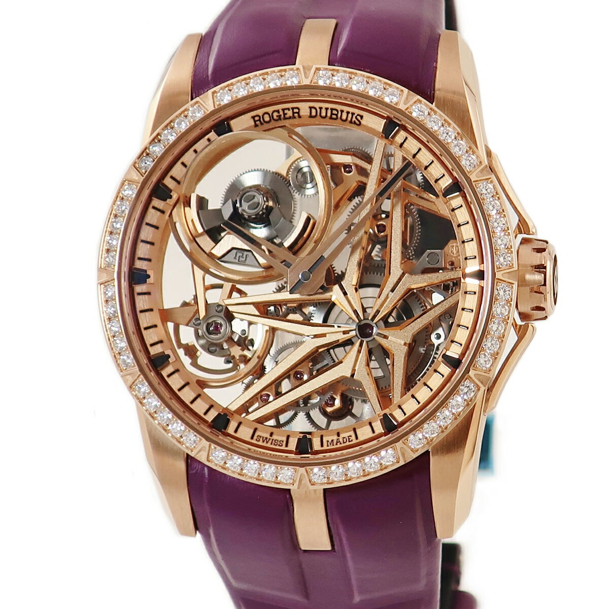 ロジェデュブイ ROGER DUBUIS エクスカリバー モノバランシエ DBEX0953 未使用 K18無垢 純正ダイヤ スケルトン メンズ 腕時計自動巻き ゴールド 【中古】