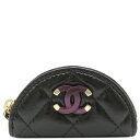 【最大3万円割引クーポン数量限定 5/3まで】 シャネル CHANEL コインケース ラムスキン ブラック ゴールド金具 ココマーク 新品 未使用 ソルド品 30******【中古】