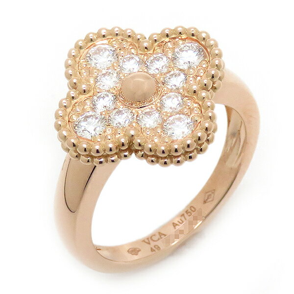 ヴァンクリーフアーペル Van Cleef & Arpels リング 指輪 ヴィンテージ アルハンブラ K18RG ダイヤモンド ローズゴールド Au750 18金 VCARP2R400 9号 #49(JP 9) レディース定番 人気 美品 【中古】のサムネイル