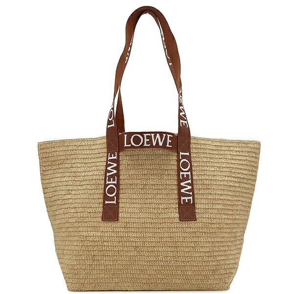 ロエベ LOEWE ショルダーバッグ フォールド ショッパー ラフィア ナチュラル×タン 茶 かごバッグ B507X23X04 【保存袋】【中古】