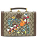 グッチ GUCCI ショルダーバッグ ディズニー ドナルド コラボ GGスプリームキャンバス ベージュ×エボニー ヴィンテージ金具 Disney 茶 ビューティーケース 633587 【保存袋】【中古】