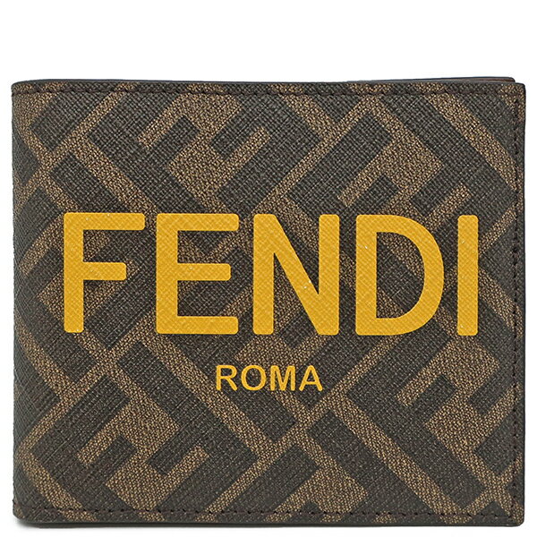 【最大3万円割引クーポン 数量限定 5/16 2時まで】 フェンディ FENDI 二つ折り財布 二つ折り財布 PVC レザー ブラウン×イエロー 茶 黄 新品 未使用 7M0338 【箱】【中古】