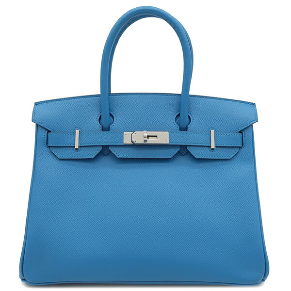 エルメス HERMES ハンドバッグ バーキン30 ヴォーエプソン ブルーザンジバル シルバー金具 青 鍵/カデナ/クロシェット欠品 A刻印【中古】のサムネイル