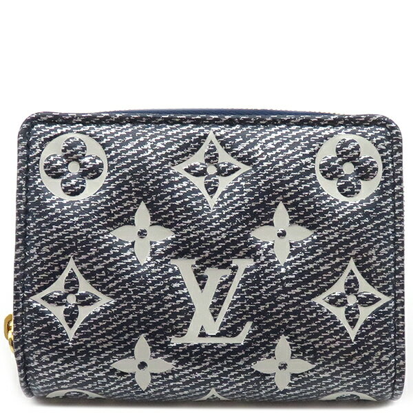 ルイヴィトン LOUIS VUITTON 二つ折り財布 ポルトフォイユ ルー ラムスキン ネイビー ゴールド金具 青 紺 デニム柄 M82525 RFID【中古】