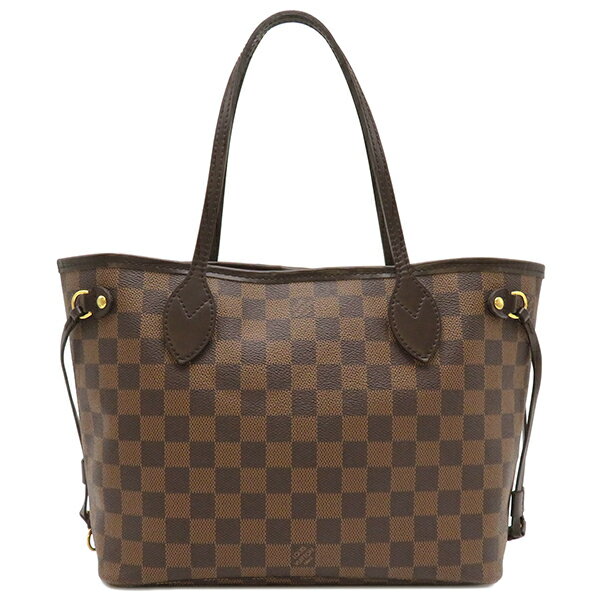 ルイヴィトン LOUIS VUITTON トートバッグ ネヴァーフルPM ダミエキャンバス ダミエエベヌ ゴールド金具 茶 ポーチ欠品 N41359 VI3099【中古】