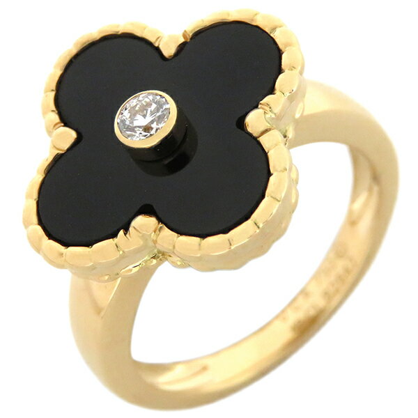 ヴァンクリーフアーペル Van Cleef & Arpels リング 指輪 ヴィンテージ アルハンブラ リング K18YG ダイヤモンド オニキス ブラック×イエローゴールド #46(JP6) 黒 18K 750YG 1石 VCARA41000【中古】のサムネイル