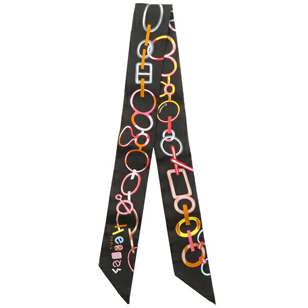 エルメス HERMES スカーフ ツイリー シルク ノワール×ローズ×マルチカラー 【DO RE BOUCLES/ド レ ブックル】 【箱】【中古】のサムネイル