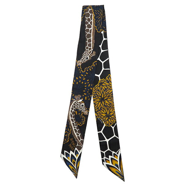 エルメス HERMES スカーフ ツイリー シルク ノワール×ゴールド×トープ 【THE THREE GRACES/三美神】 【箱】【中古】のサムネイル