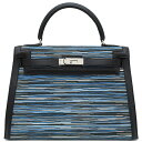 \2%OFFセール 最大3万円割引クーポン/ エルメス HERMES 2WAYバッグ ケリー32 外縫い ヴィブラート ヴォーガリバー ブルー系 シルバー金具 ...