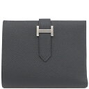 \8/1限定全品PT2倍 &最大3万円割引クーポン数量限定/ エルメス HERMES 二つ折り財布 ベアンコンパクト ヴォーエプソン グリミスティ シルバー金具...